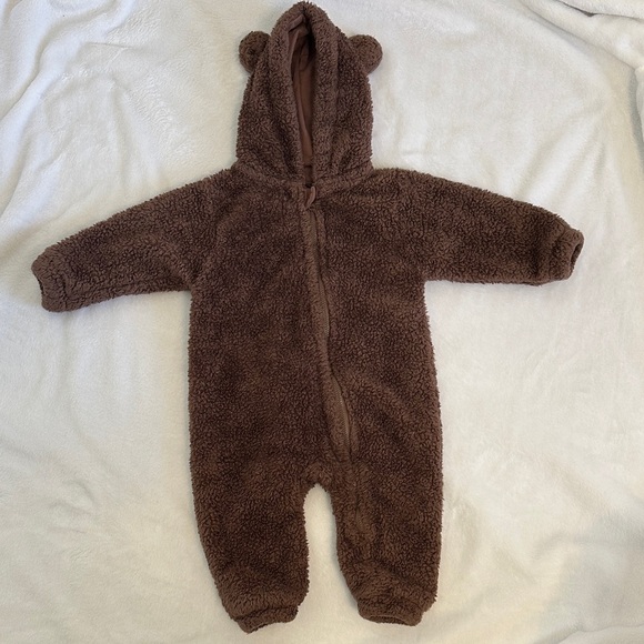 Snuggly Brown Teddy Bear Footie for Kids - Picture 1 of 4